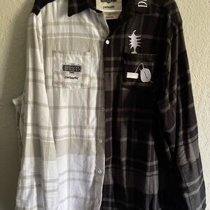 Cakeworthy Beetlejuice Beetlejuice CasualBlack and White Plaid Button Down Shirt